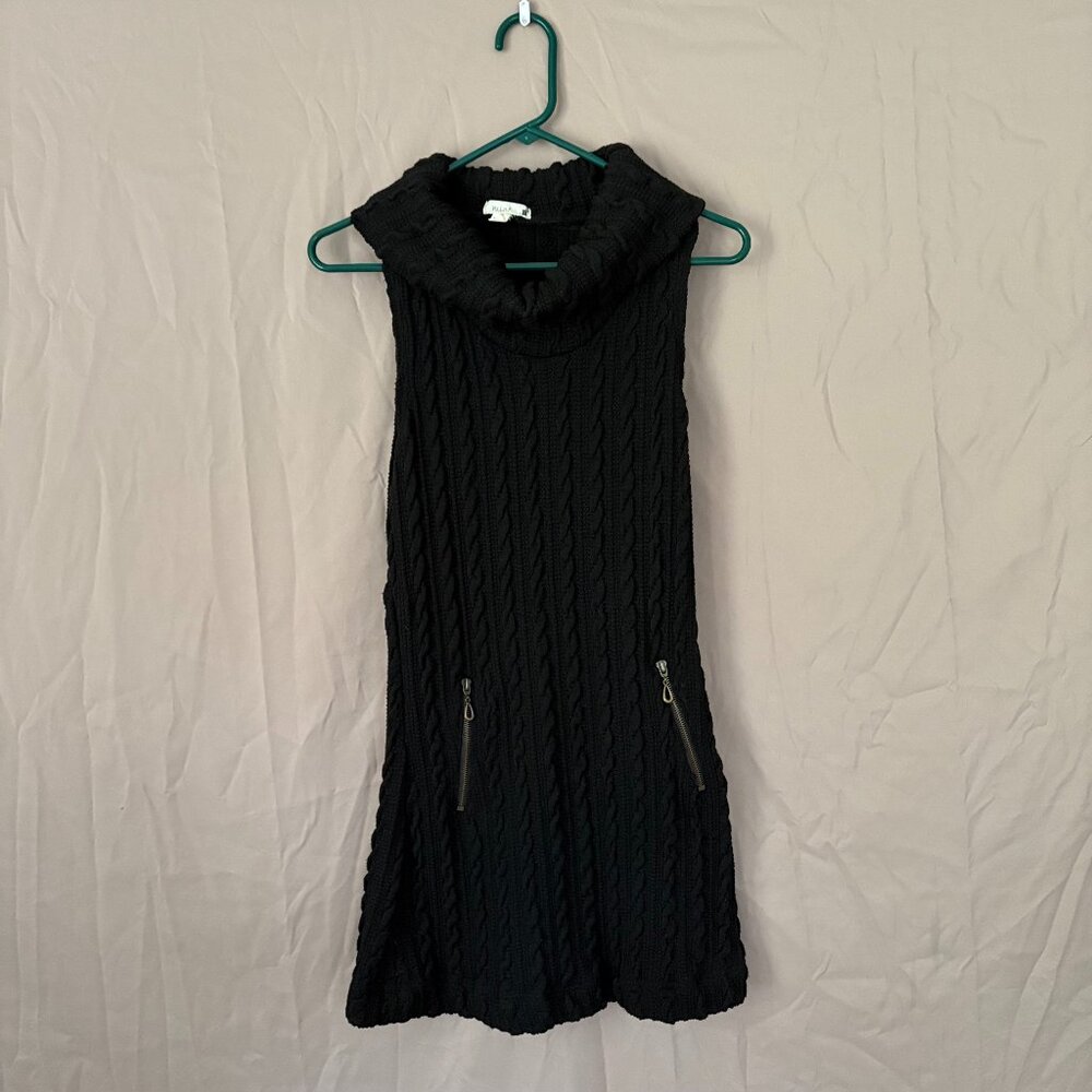Mine Womens Sleeveless Sweater Dress Black Size Medium Winter Cozy Holiday